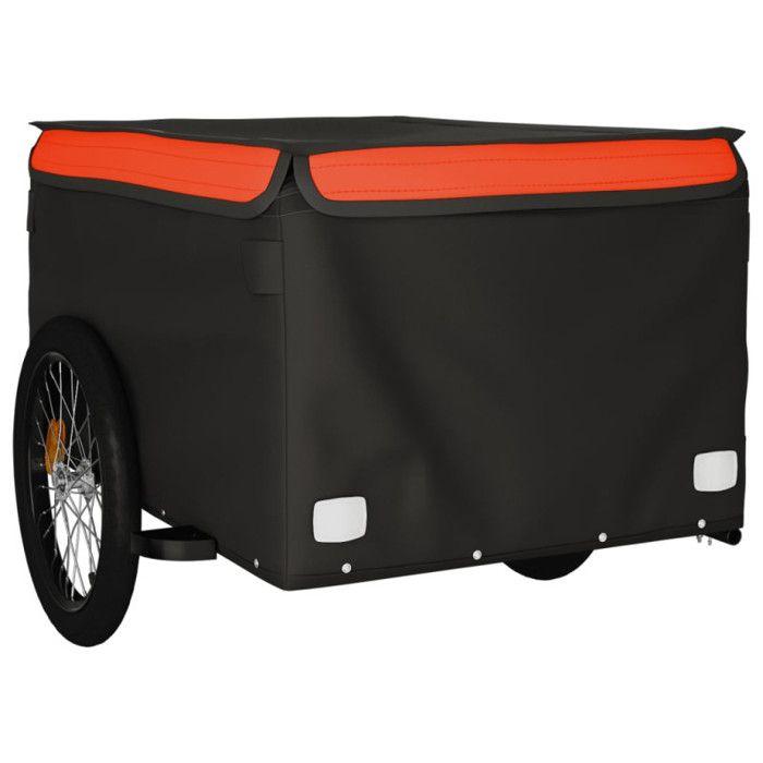 VidaXL Bicycle Trailer, Transport Cart with Bar, Bicycle Trailer with Flag Outdoor Garden, Black and 94089