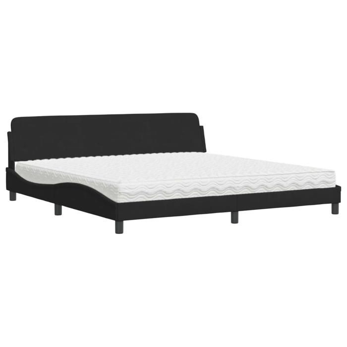 VidaXL Lit avec matelas noir 200x200 cm velours 3208473