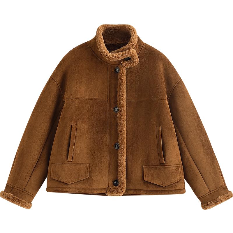 

Женская замшевая куртка INMAN из искусственной овчины XL