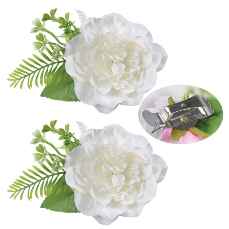 Contemporary Artificial Flower Curtain Fastening Clips Set of 2 Decorative Window Drapery Holders Tieback Straps Buckles