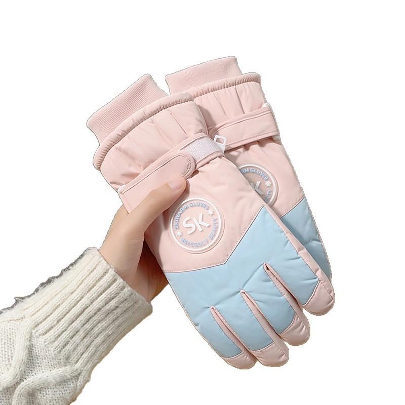 Snow Ski Gloves For Women Waterproof Touchscreen Warm Thick Polyester For Winter Skiing