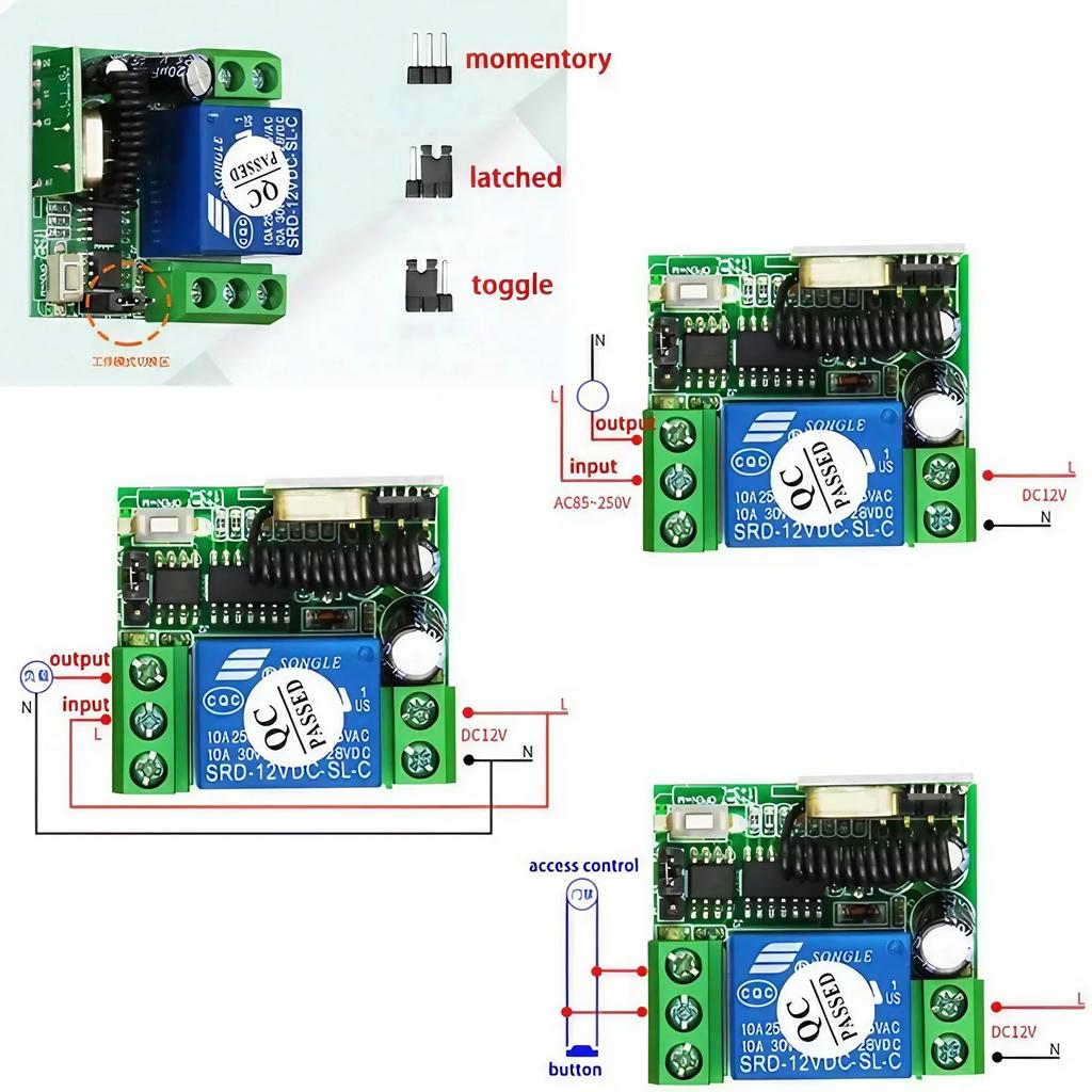 STONEGO 433MHz Wireless RF Remote Control Switch DC 12V Electrical Module Receiver Switch Remote Control for LED Bulb DIY