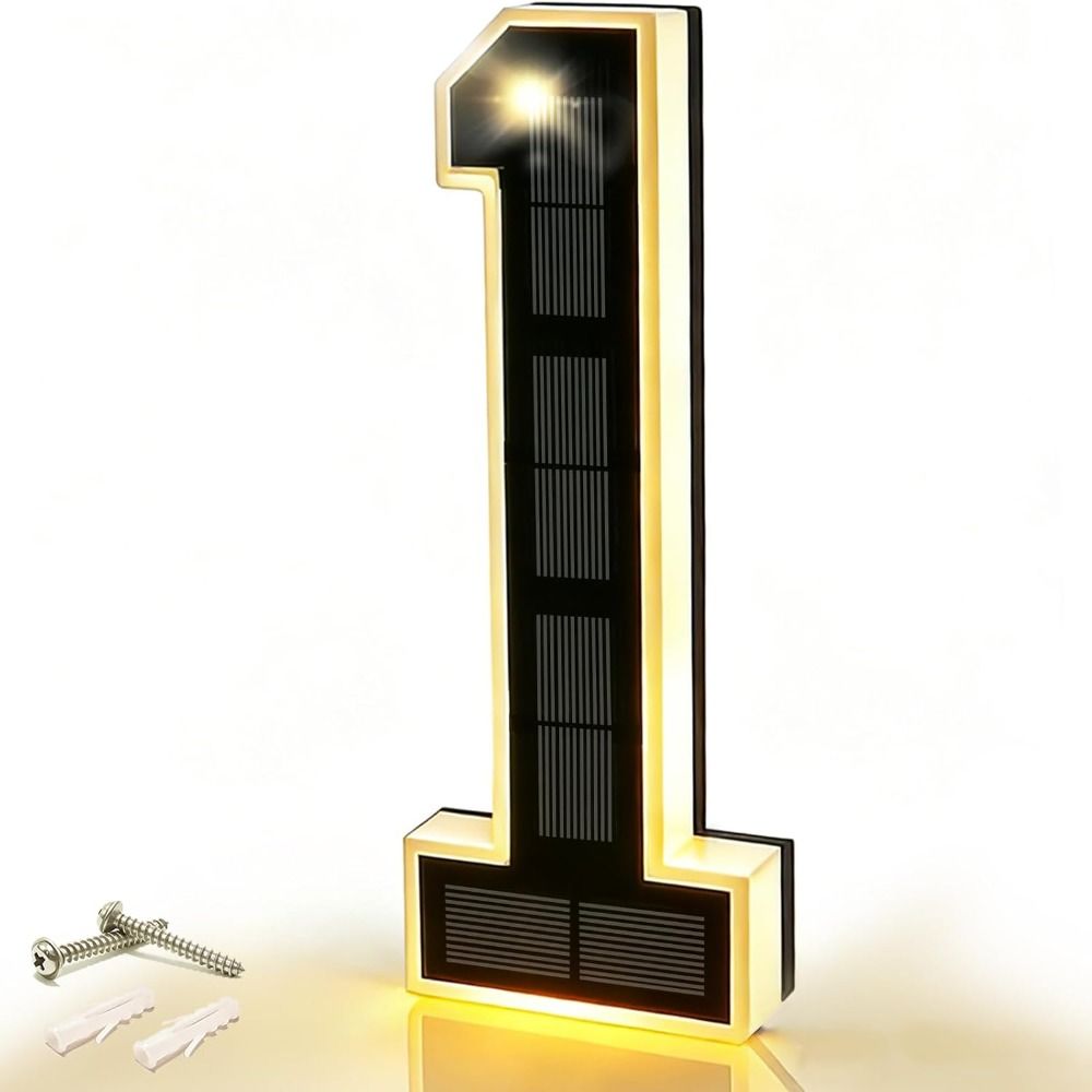 Waterproof LED House Number Plaque 6.7IN Solar Digital Doorplate LED Address Numbers Signs  Outdoor