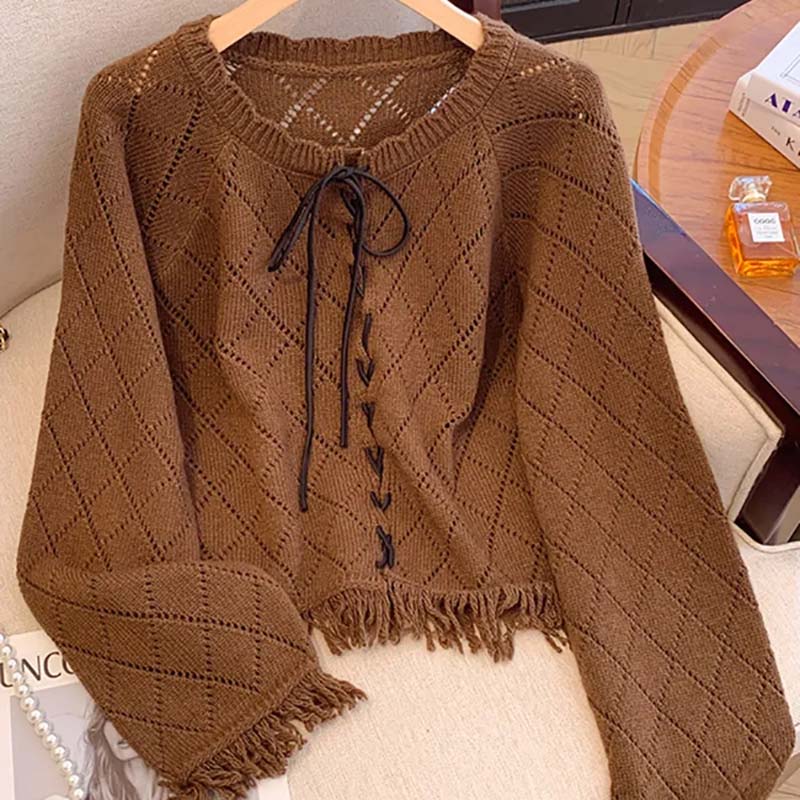 

Топ для женщин Осень Зима Большой размер Свободный Длинный рукав Вязаный V-образный вырез Пуловер Свитера Топ XXL кофейный