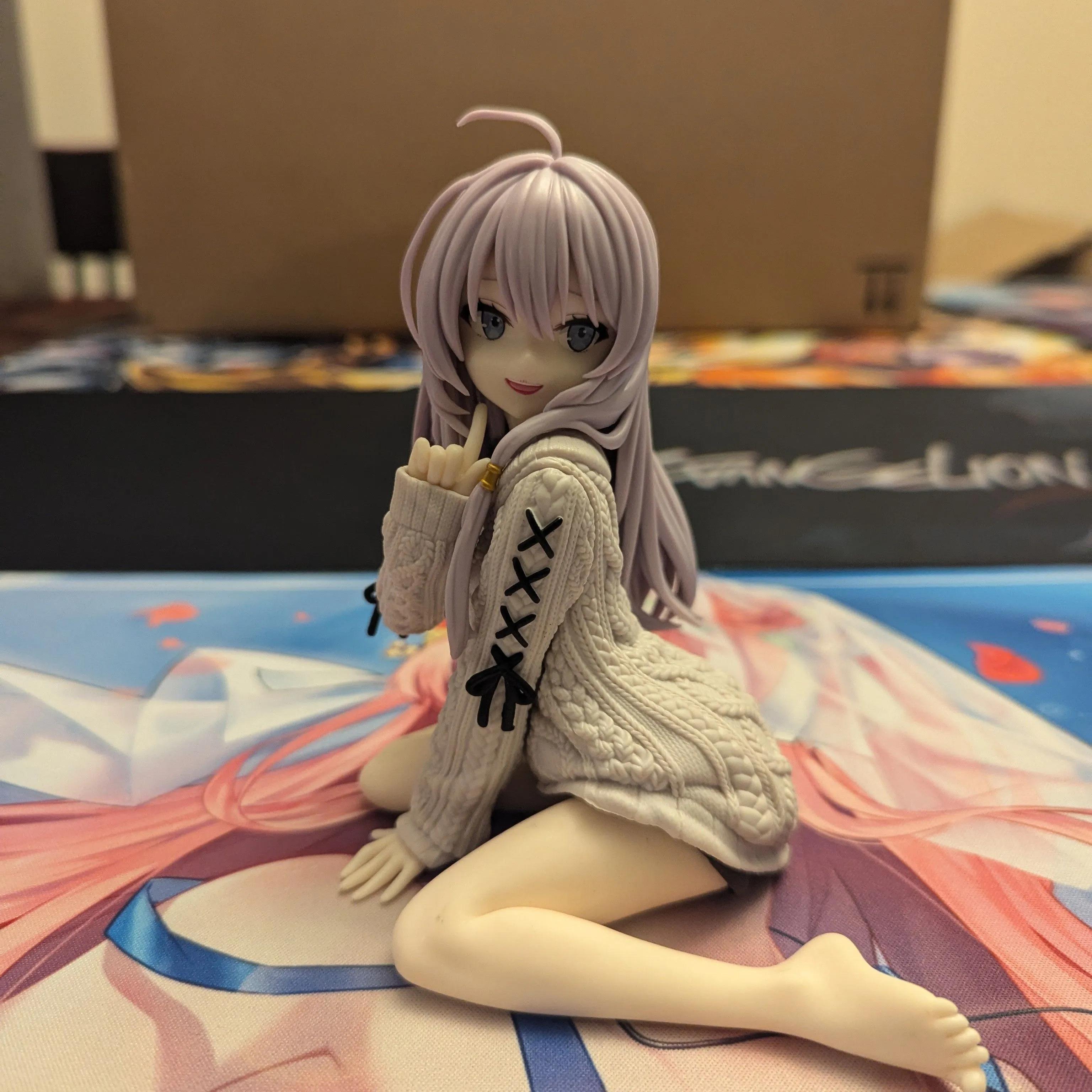 Fashnics Girls 10Cm Anime Witch Journey Flying Sweater Sitting Posture Ilena Cute Pvc Doll Collection Model Doll Desktop Decoration