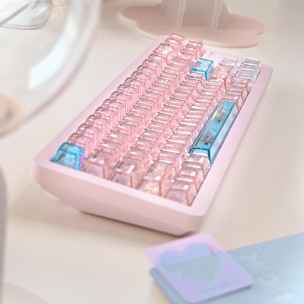 Pc Pink Transparent Keycap Cherry 170 Key Mechanical Keyboard Keycap 75/87 Arrangement Night Devil K81