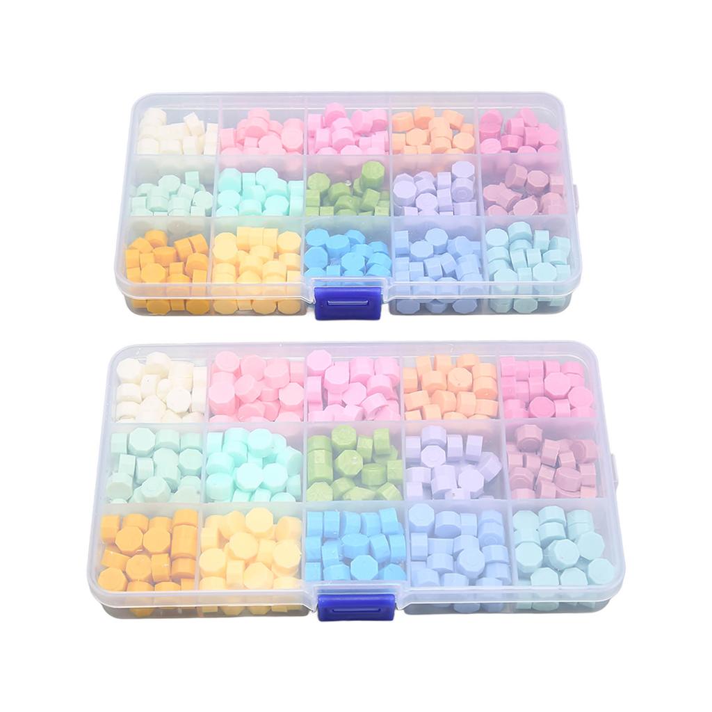 2 Box Sealing Wax Beads Assorted Color Portable Box Packed Widely Used Octagon Wax Beads for Envelop