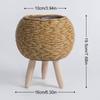 Rattan Flower Basket Stand Wooden Legs Triangle Plant Holder Desktop Rattan Weaving Multipurpose Storage for Succulents Plants