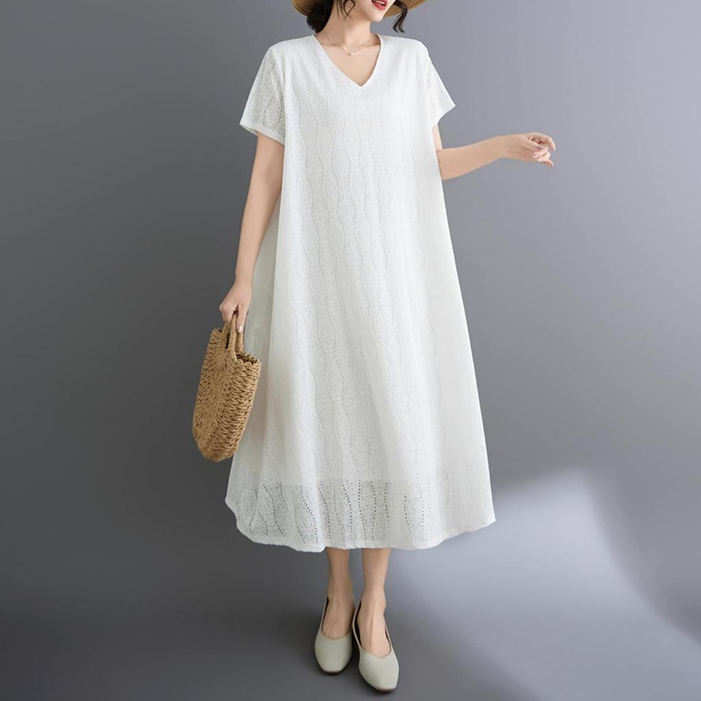 Lace Party Short Loose Resort Plus Flattering Elegant and Perfect for and Fall [POGCZMKK] Women's Dress, Sleeve, Fit, Dress, Size, V-Neck, Casual,