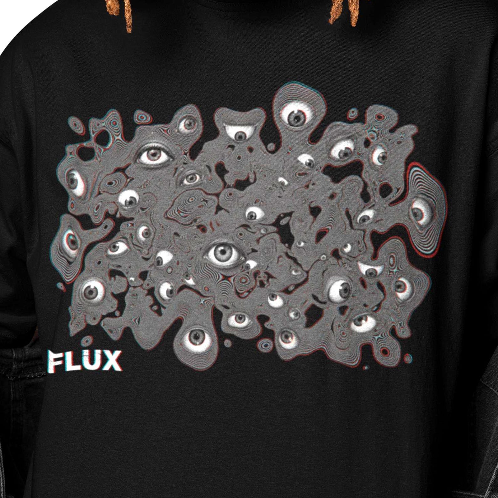 Flux Psychedelic Eyes Shirt | Trippy Abstract Eye Graphic Tee | Surreal Weirdcore Vision T-Shirt | Hypnotic Eye Pattern Art XL