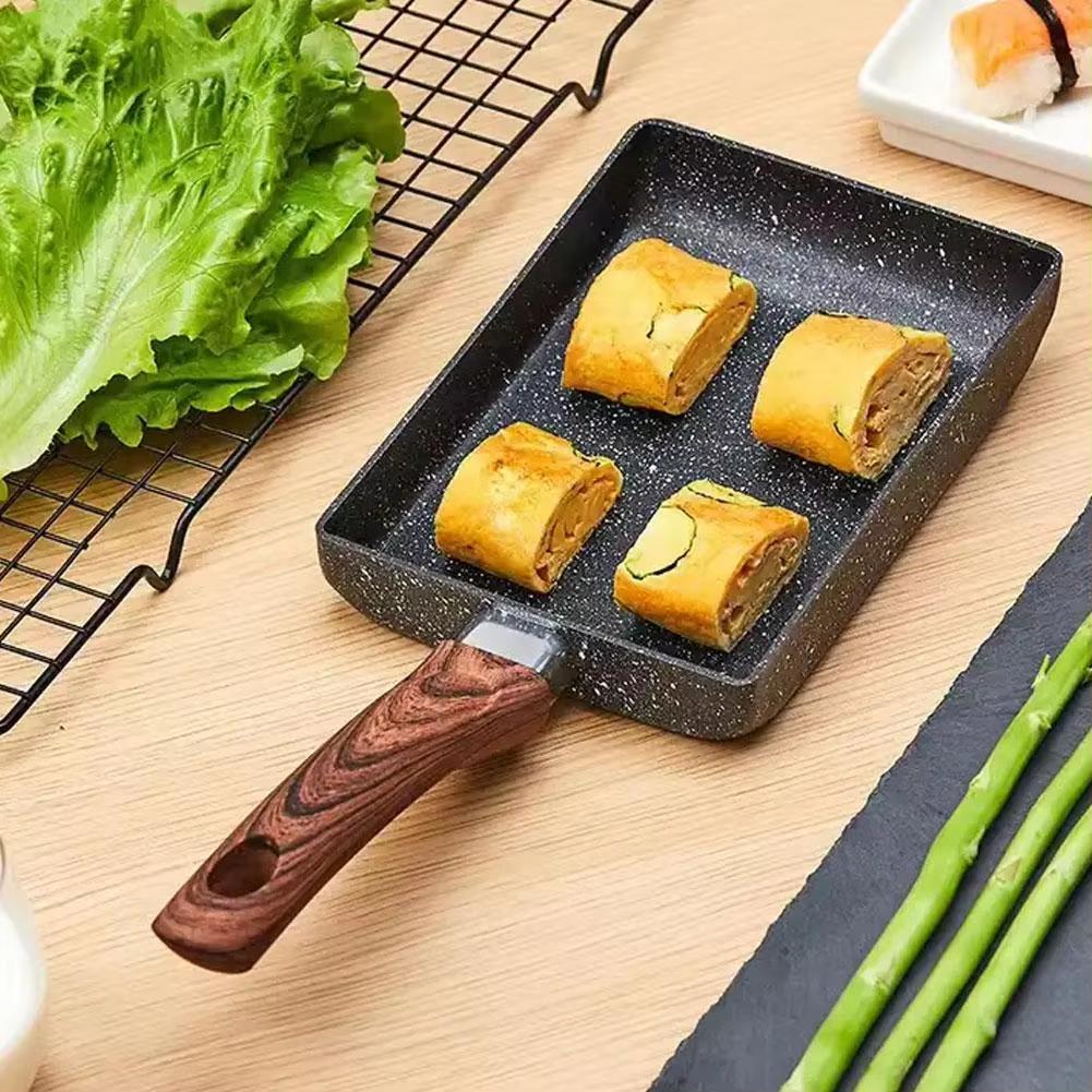 1 set Japansk omelettpanna Nonstick Rektangel Platt botten Matlagningsredskap Pannkaka Biff Tjock Äggstuvning Yuzi Rostade Stekpannor