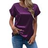 Spring and Summer New Women's Short-sleeved Satin Shirt Loose Casual Round Neck Satin T-shirt Women