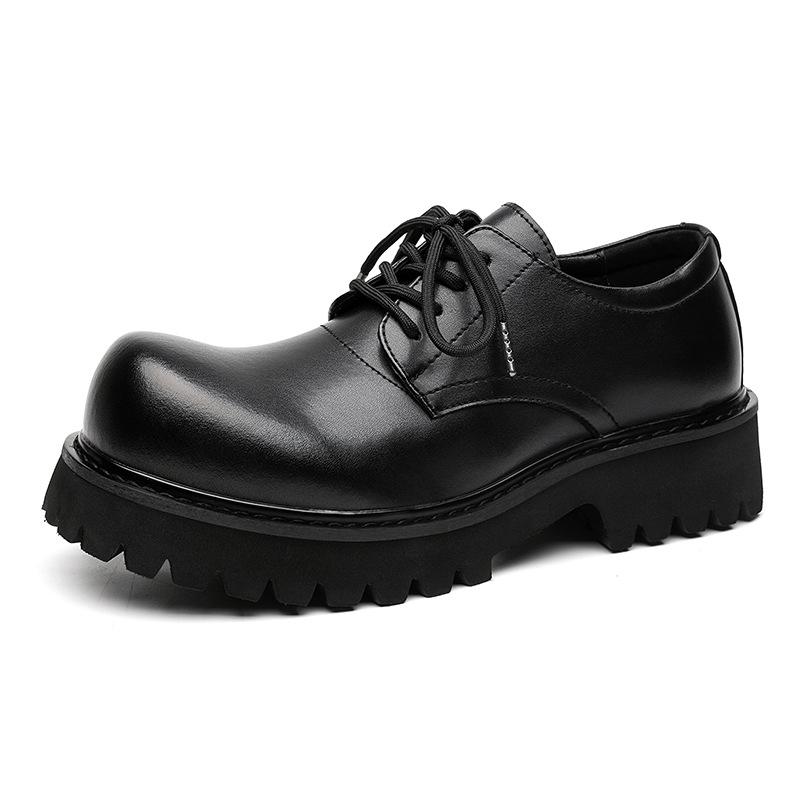 Derby Shoes Men's Shoes Big Head Shoes Casual Leather Shoes Autumn and Winter New Platform Casual Leather Shoes Versatile High Street 1028-R