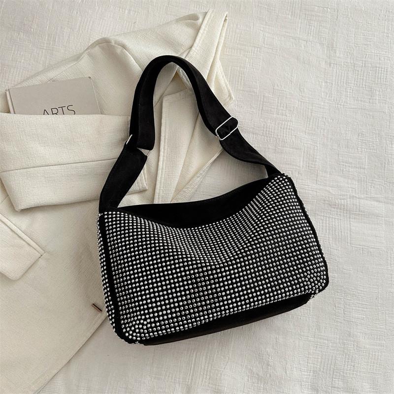 Fashionable Trendy Shiny Rhinestone Tote Bag For Women Elegant Shoulder Crossbody Handbag
