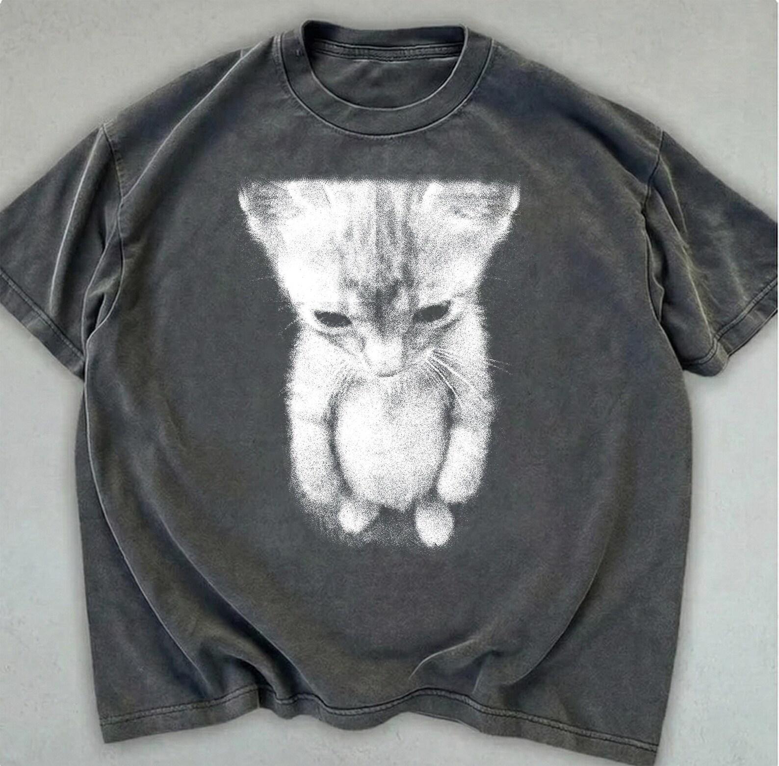 Sad Kitten Meme Standing Cat T-Shirt, Funny Meme Tee Shirts L