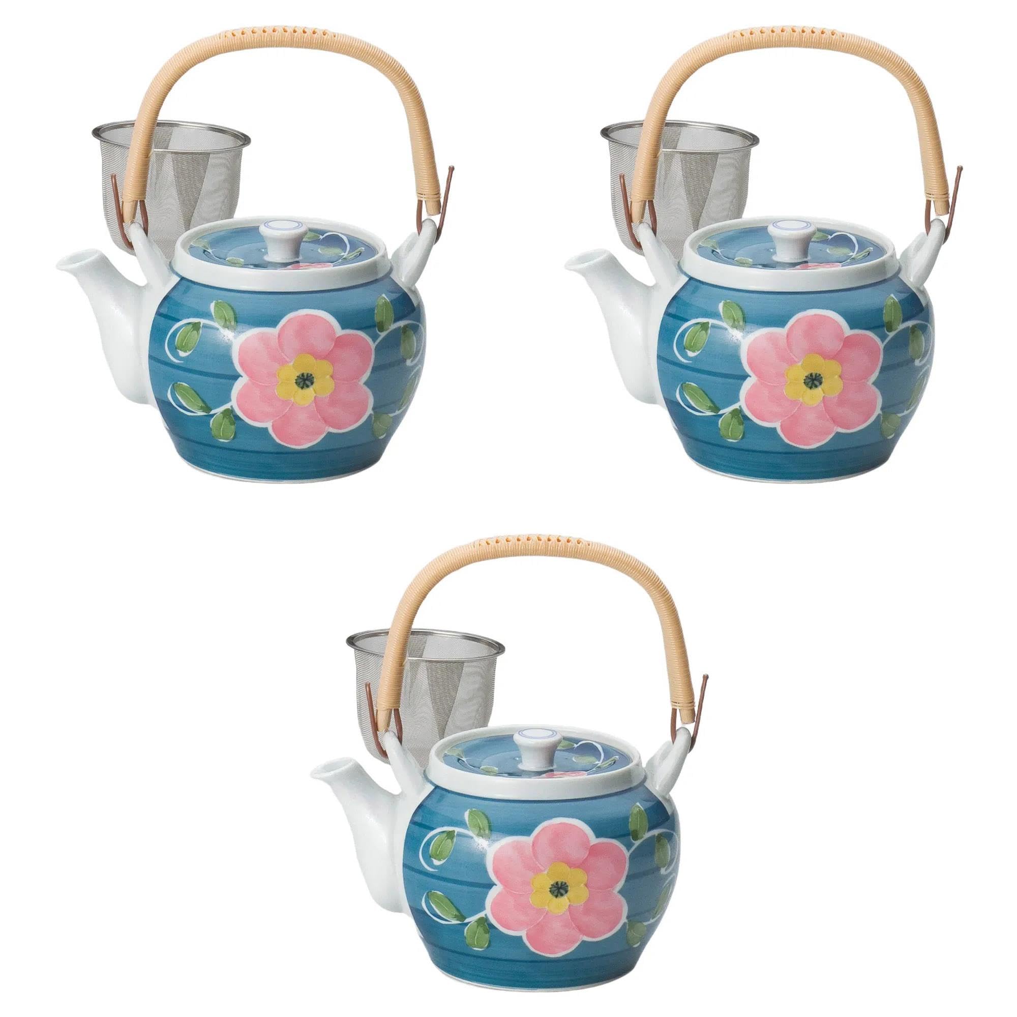 

Set of 3 Arabesque Flower 8 Earthenware Teapots x cm 1300 Earthenware Teapots Setomonohonpo U-shaped No. [15.5 12.5 cc] Arita-yaki Arita-yaki
