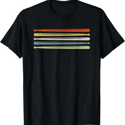 Baterista Bateria Bateria Vintage Baquetas Camiseta