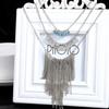 Exaggerated Punk Tassel Necklace – European & American Geometric Metal Fan-Shaped Clavicle Chain for Women