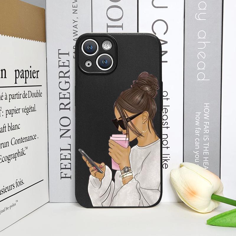 Girl Women Coffee Miss Phone Case for Iphone 16 12 11 14 13 15 Pro Max Mini X XS XR SE 7 8 16Plus Fashion Lady Female Soft Cover