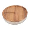 Stainless Steel Salad Bowls with Wood Lids Large Capacity Multifunctional Thickened Round Salad