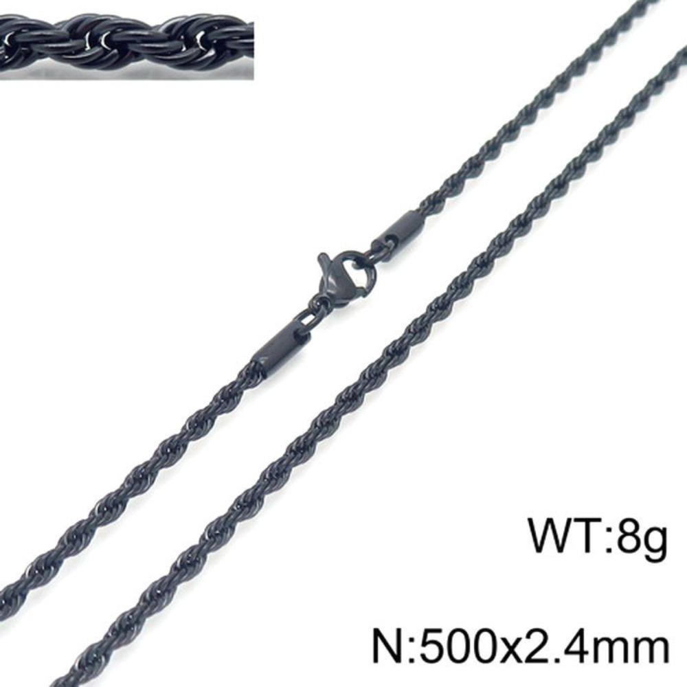 Hip-hop Style Vacuum Plating Black Titanium Steel Men's and Women's Winding Ladder Twist Necklace