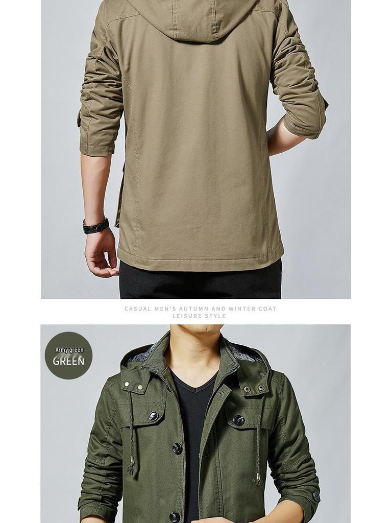 2022 Autumn/Winter Men's Korean Style Mid-Length Cotton Trench Coat