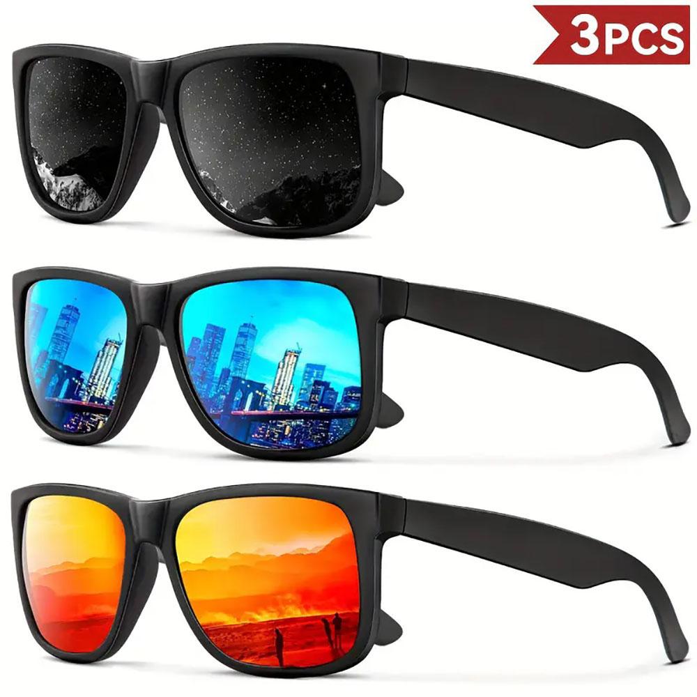 3PCS Fantasy Classic Square polarized fashion glasses for men and women outdoor sports party vacation travel driving fish