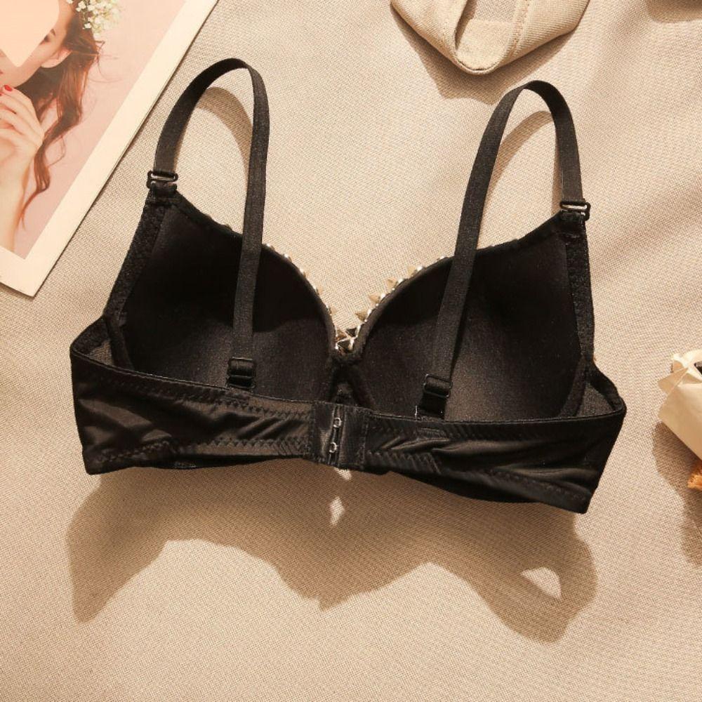 Punk Push Up Bra Deep-V Underwear for Women Fashion Y2k Rivet Bra Girl