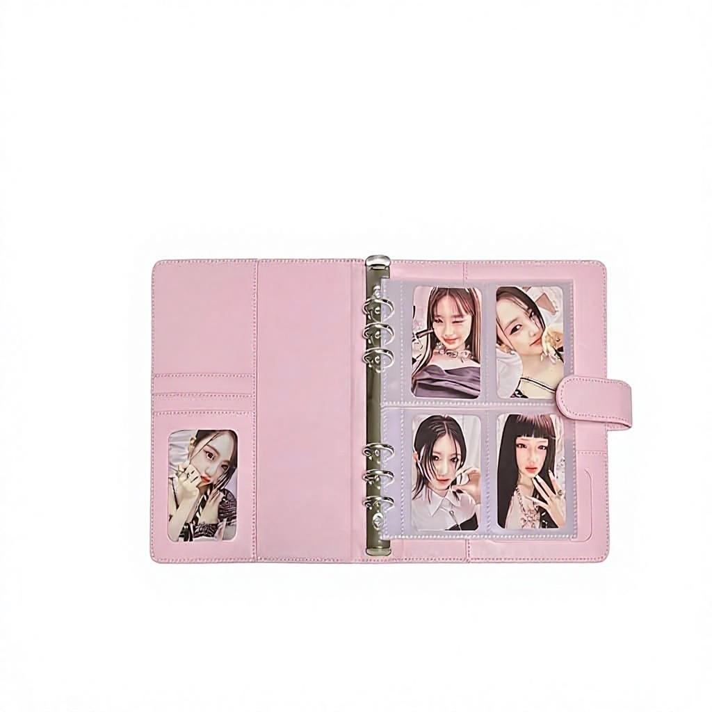 A5 Kpop Photocard Binder 240 Pockets Holder Album 30 Double-Sided Sleeves Pack 6 Ring PU Leather Folder Cover Cute