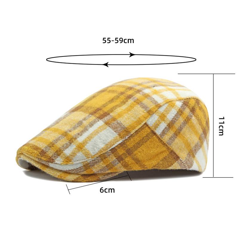 Herbst karierte Baskenmütze, weiblicher britischer Stürmerhut, männlicher Stürmerhut, Malerhut, Schirmmütze