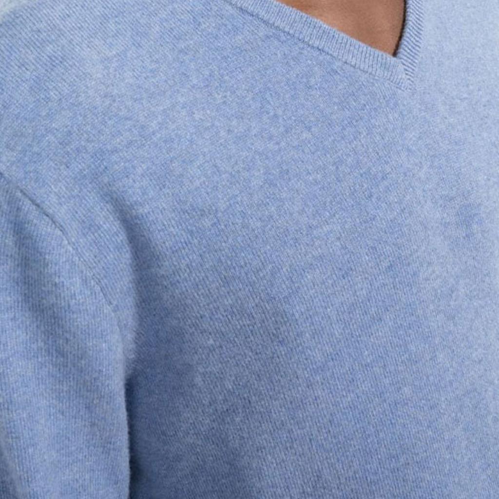 Polo Ralph Lauren FW21 V-Neck Logo Pattern Solid Pullover Sweater Men Sweater Blue 710667377-018