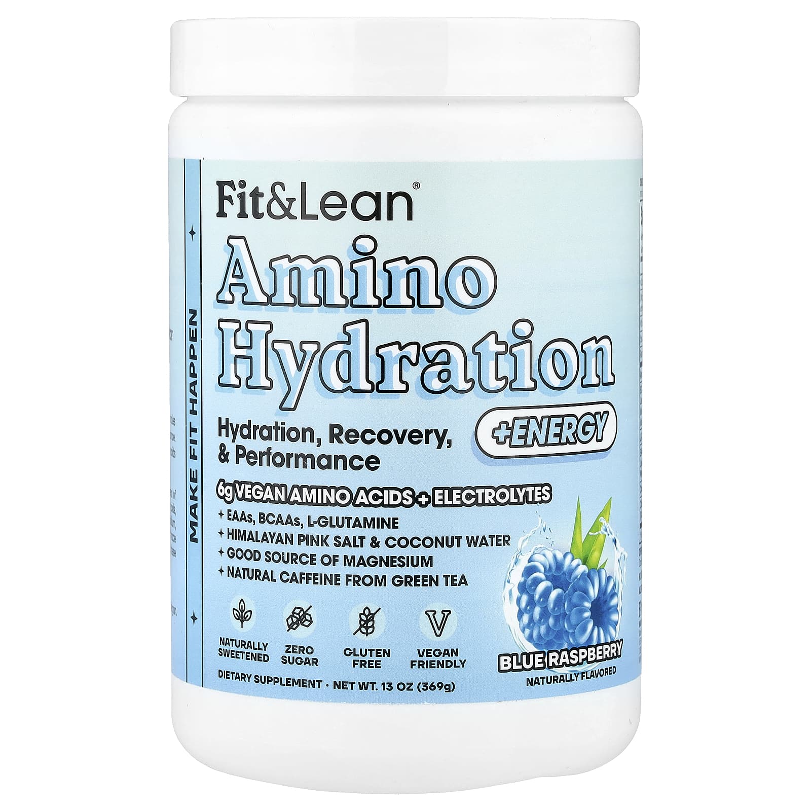 

Fit & Lean, Amino Hydration + Energy, Blue Raspberry, 13 oz (369 g)