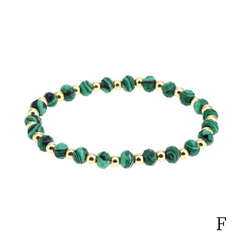 European & American 4mm Faceted Amazonite Bead Bracelet with Spliced Copper-Plated Metal Accents