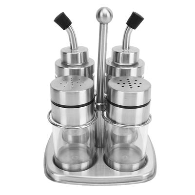 4pcs Seasoning Containers 304 Stainless Steel Condiment Pot Spice Jar Set for Kitchen