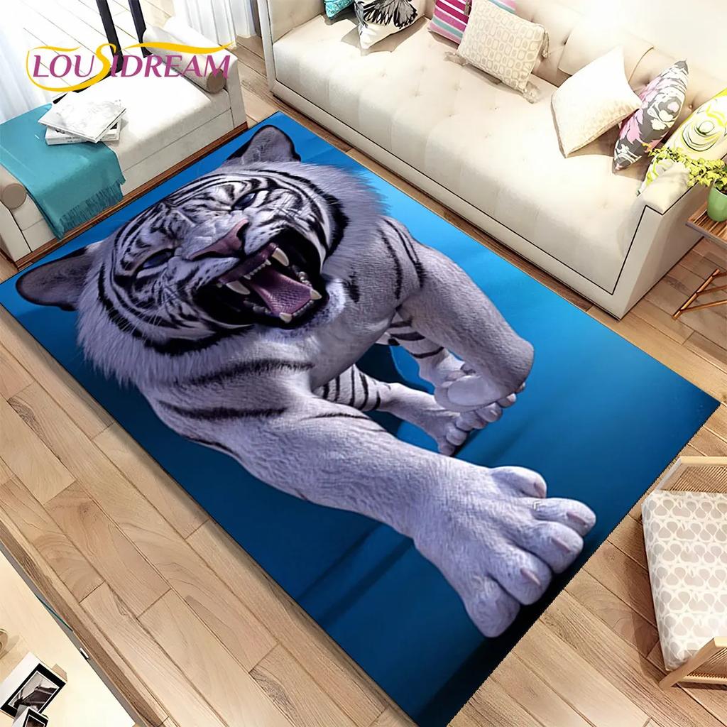 Beast Animal Tiger,Sabretooth Cartoon Area Rug,Carpet for Home Living Room Bedroom Sofa Doormat Kitchen Decor,Non-slip Floor Mat