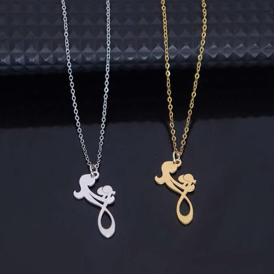 Stainless Steel Mother-Child Pendant Necklace - Versatile Clavicle Chain for Mother's Day