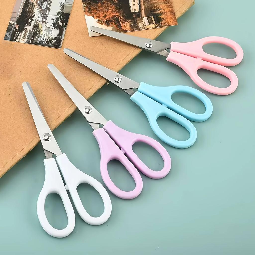 1pc Stainless Steel Round-Tip Scissors with Sharp Blades - Precision Cutting for Paper & Fabric,Multi-Purpose Home & Office Use