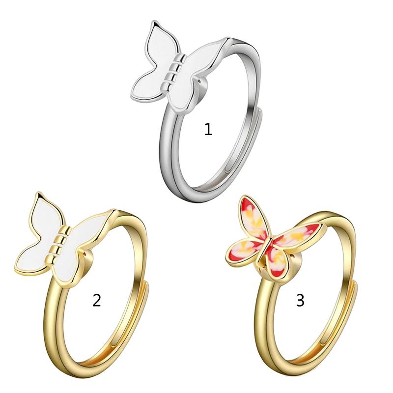 Fidget Spinner Rings for Women for Butterfly Rotating Spinning Anxiety Ring Adjustable Open Ring for Women Girlfriend Gi