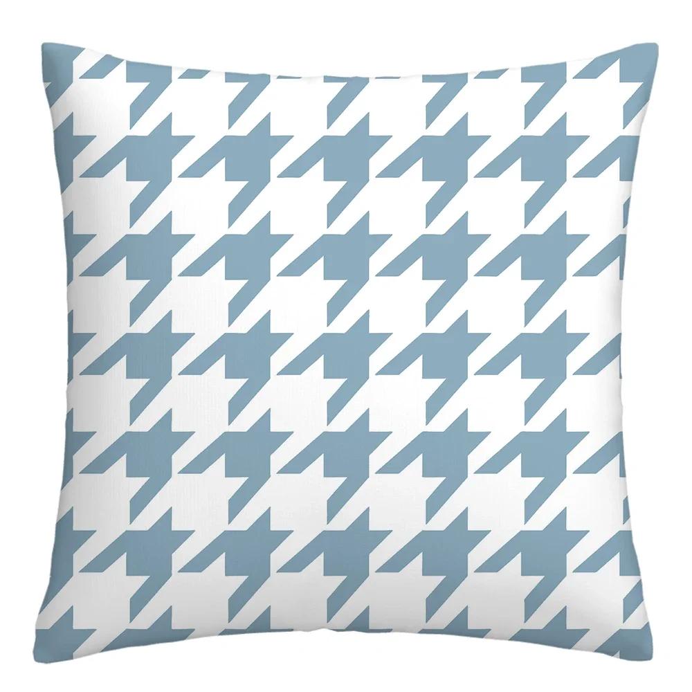 Federa cuscino geometrica lino blu lago bianco fodera cuscino divano decorazione casa può essere personalizzata per te 40x40 45x45 50x50 60x60