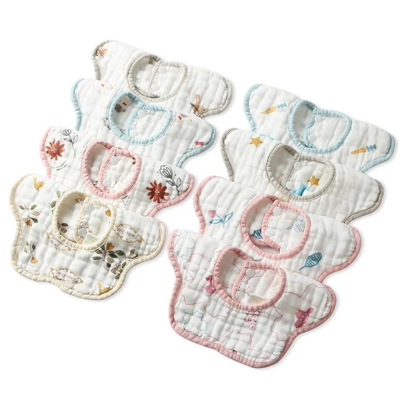 Maternal Baby Products Cotton Baby Bib Newborn Flower Shape Feeding Saliva Soft Towel Stereo Skin-friendly Breathable Burp Cloth