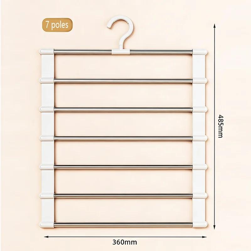 Multi-layer Stainless Steel Pants Rack Space Saving Closet Organizer Non-slip Magic Hanger for Trousers