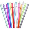 24 PCS, Reble Straws with 4 Brushes, 10.5" Long Tritan Hard Plastic Straws, 12 Colors Translucent Replacement Drinking for 16OZ-32 OZ Tumblers, Cups,