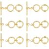 BENECREAT 6 Pcs Real 14K Gold Plated Brass Toggle Clasps with Jump Rings, 1.6 Inch 2 Round Rings Adjustable T-Bar Closure Clasps for Necklaces