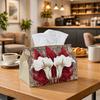 1pc Party Tissue Box,Art Nouveau Calla Lily,Multifunctional Tissue Holder,Symmetrical White Flower Red Leaf,Outdoor Party Supplies, Everyday Desktop T