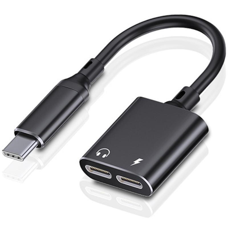 Travel 2 in 1 Type C to 3.5mm Charging Converter Adapter Cable Wire HiFi Sound Transmission For Digital Gadget
