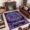 Birds Theme Crystal Velvet Floor Rug Personalized Custom Name Text Warm Carpet Home Decoration