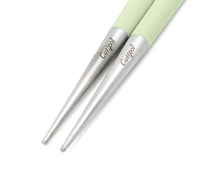 Cutipol GOA Celadon Silver Chopsticks and Chopstick Rest Set G029CE