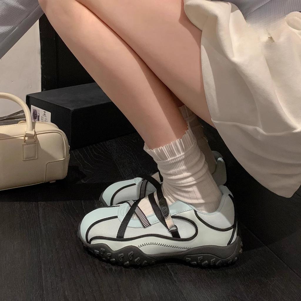 Sports Style Platform Mary Jane Shoes Women's Summer 2025 New Leather Retro Single Shoes Casual Ballet Sandals