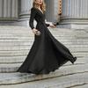 V-Neck Long Sleeve Dress with Tassels, Slim Fit, Elegant Maxi Dress for Women