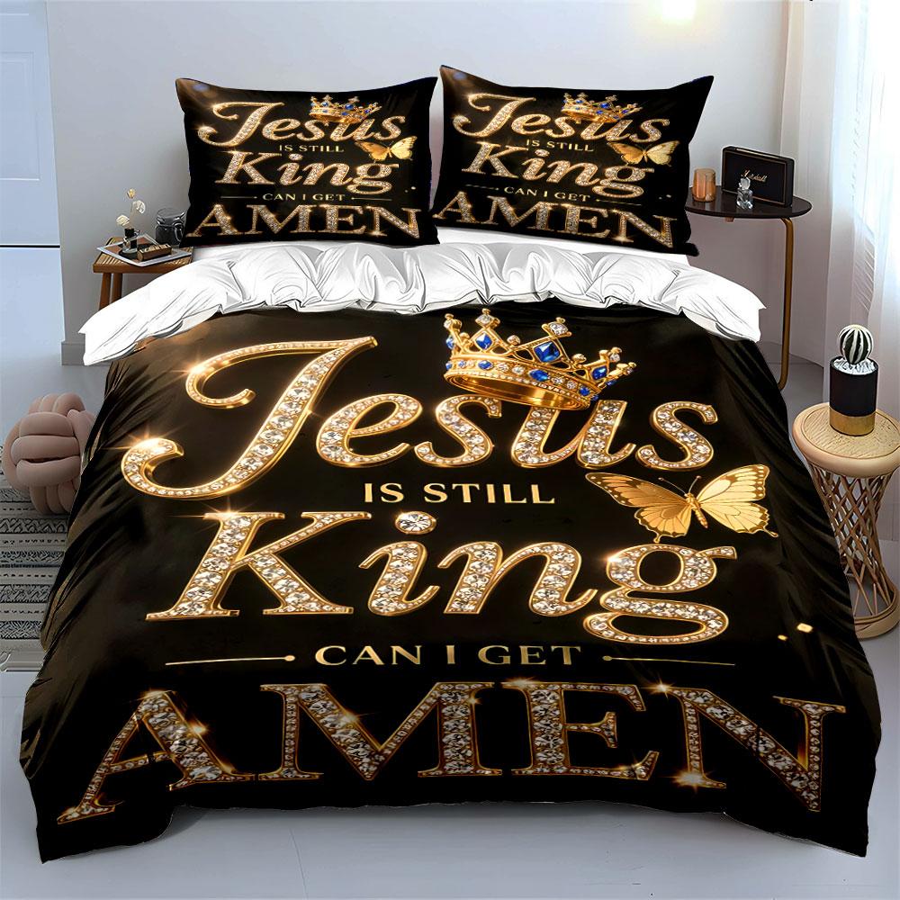 Jesus Is King Bedding Set Bedding Duvet Cover Set Duvet Cover Pillowcases (1 * Duvet Cover 2 * Pillowcases, without duvet insert)
